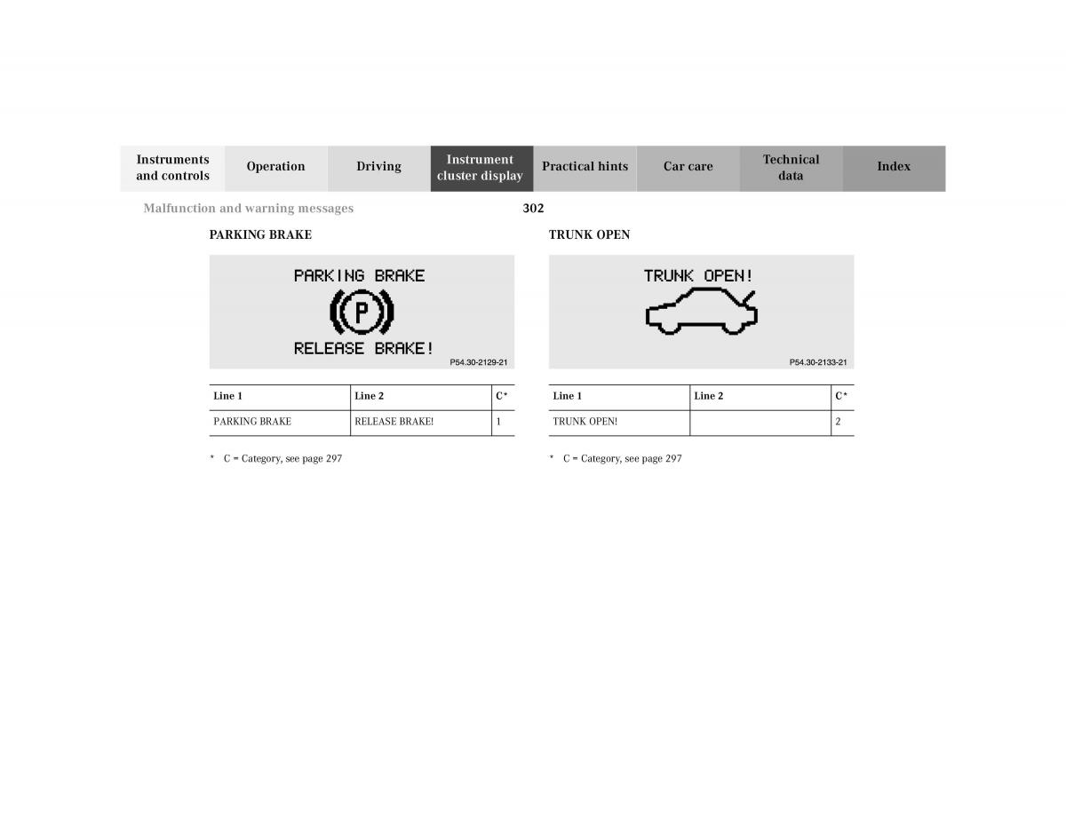 Mercedes Benz CL C215 2000 owners manual / page 308