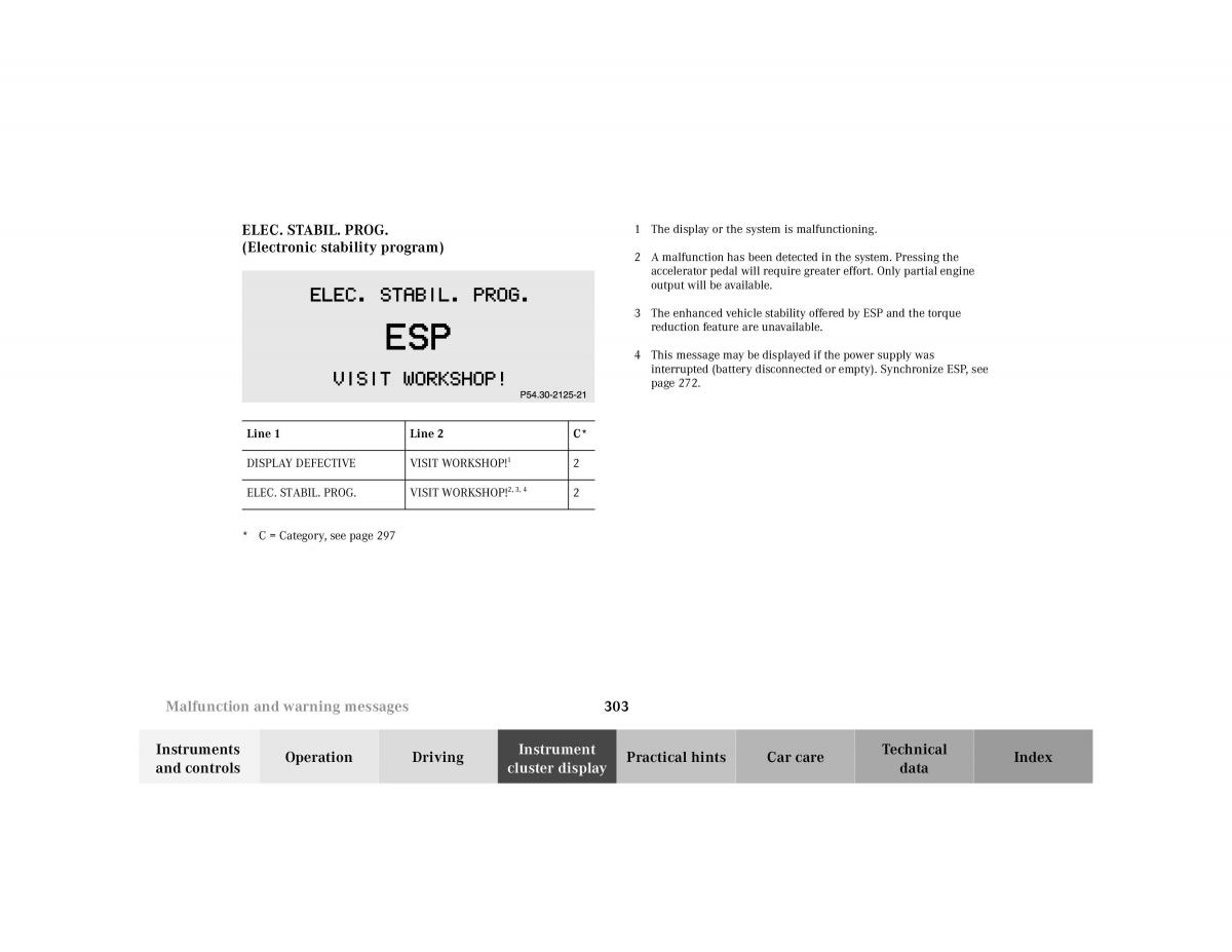 Mercedes Benz CL C215 2000 owners manual / page 309