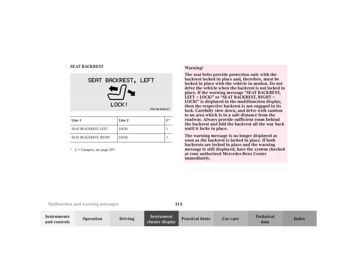 Mercedes Benz CL C215 2000 owners manual / page 321