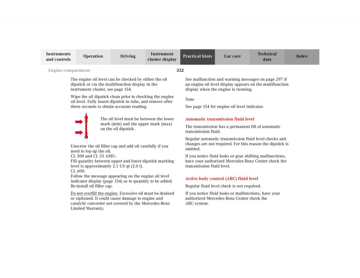 Mercedes Benz CL C215 2000 owners manual / page 338