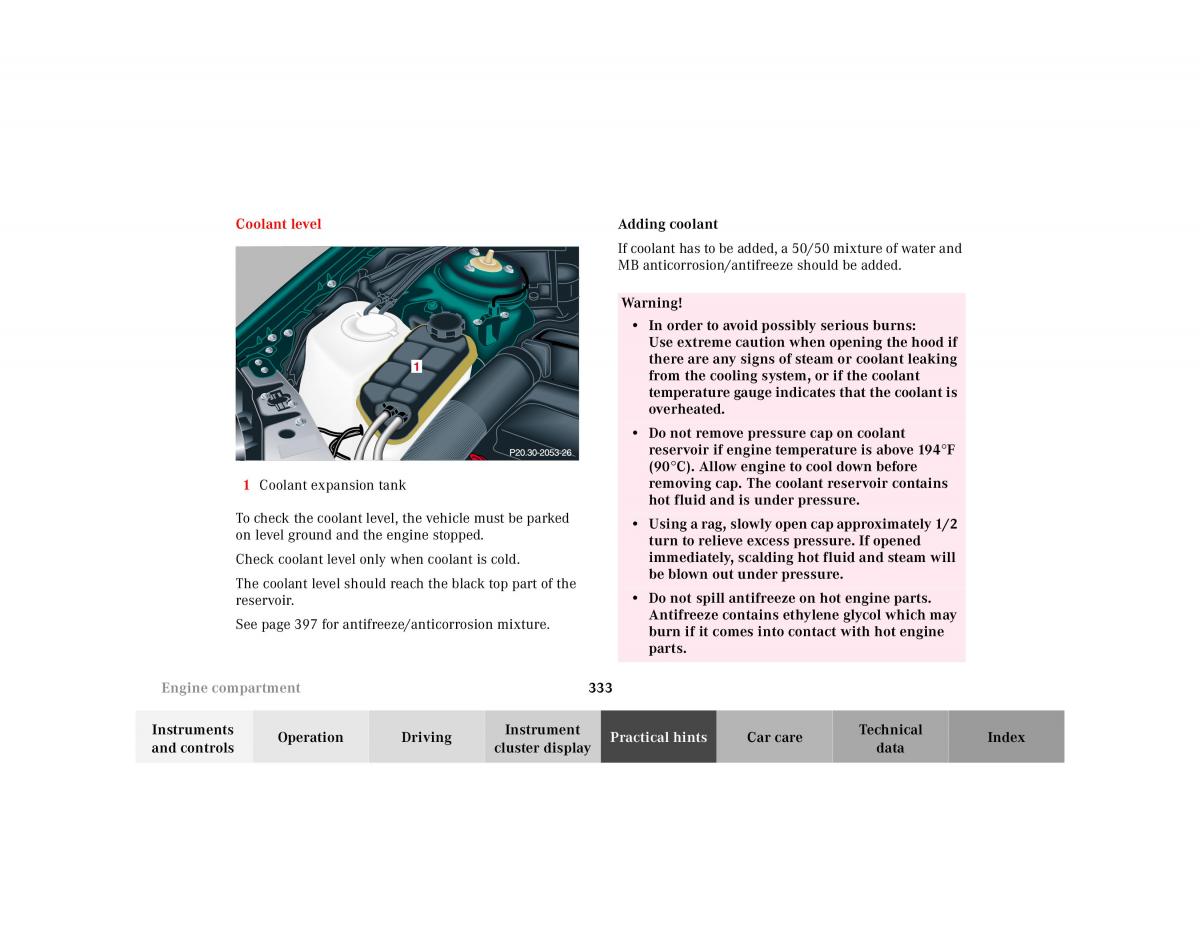 Mercedes Benz CL C215 2000 owners manual / page 339