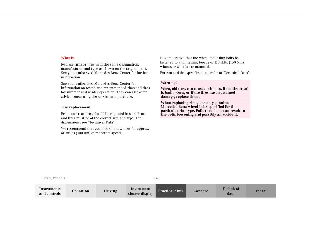 Mercedes Benz CL C215 2000 owners manual / page 343