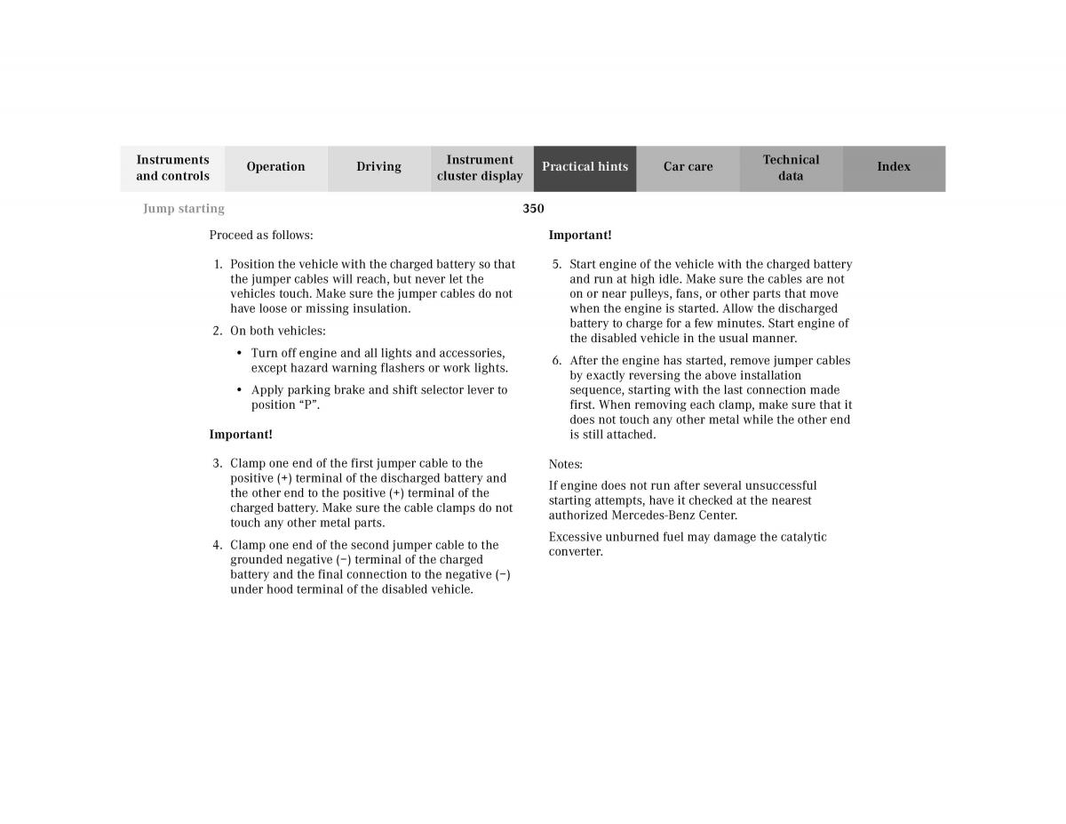 Mercedes Benz CL C215 2000 owners manual / page 356