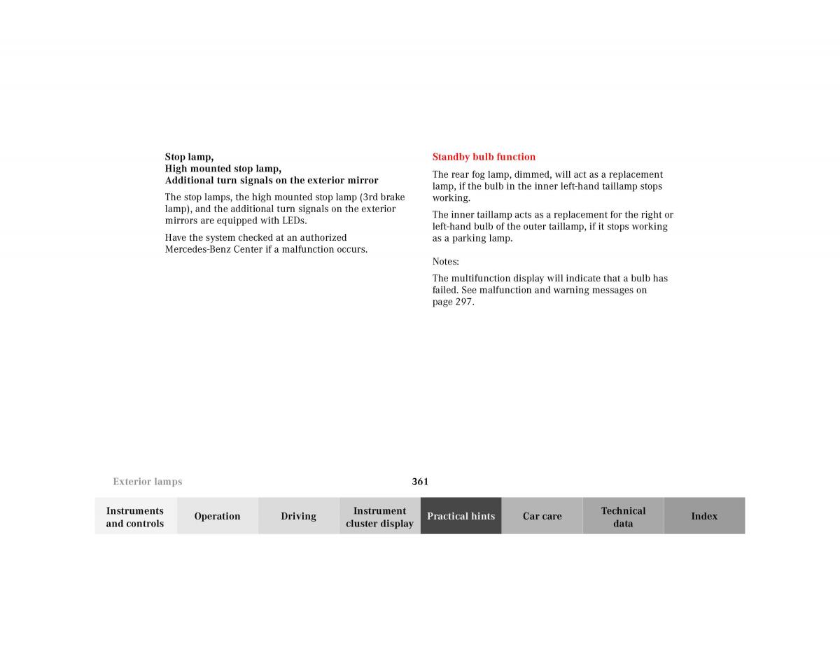 Mercedes Benz CL C215 2000 owners manual / page 367