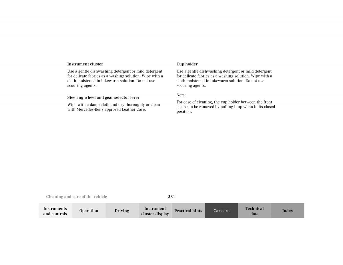 Mercedes Benz CL C215 2000 owners manual / page 387