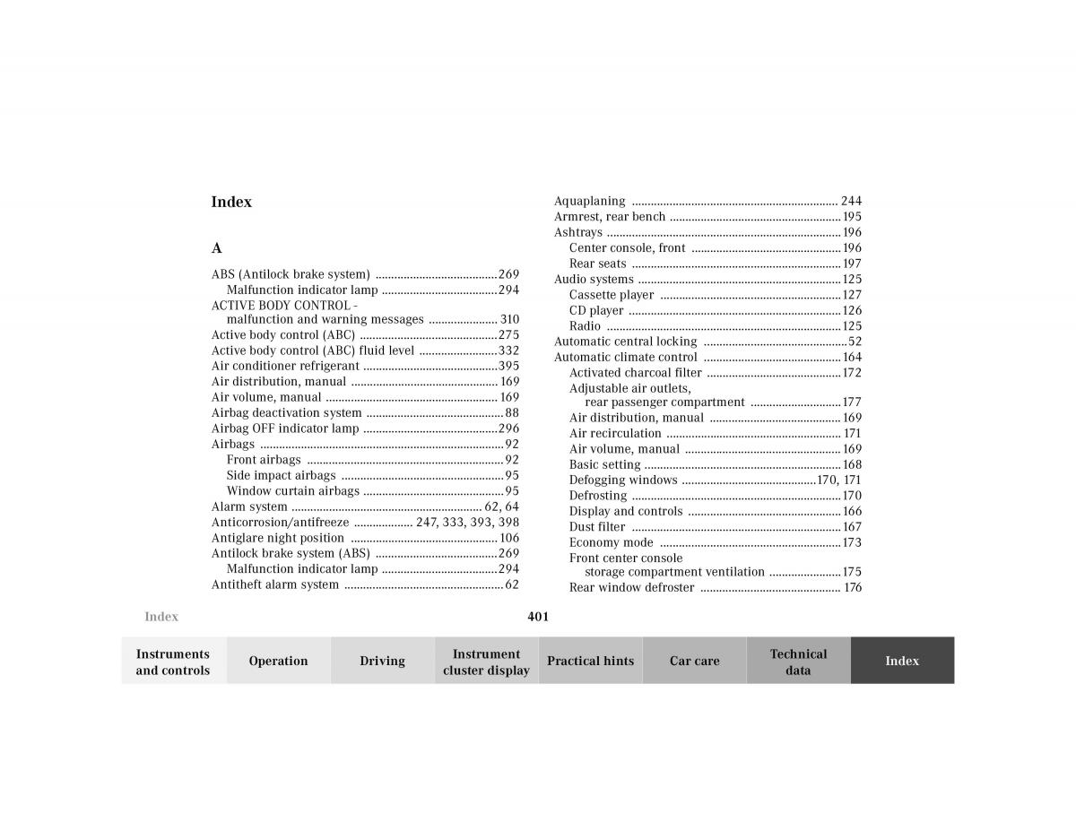 Mercedes Benz CL C215 2000 owners manual / page 407