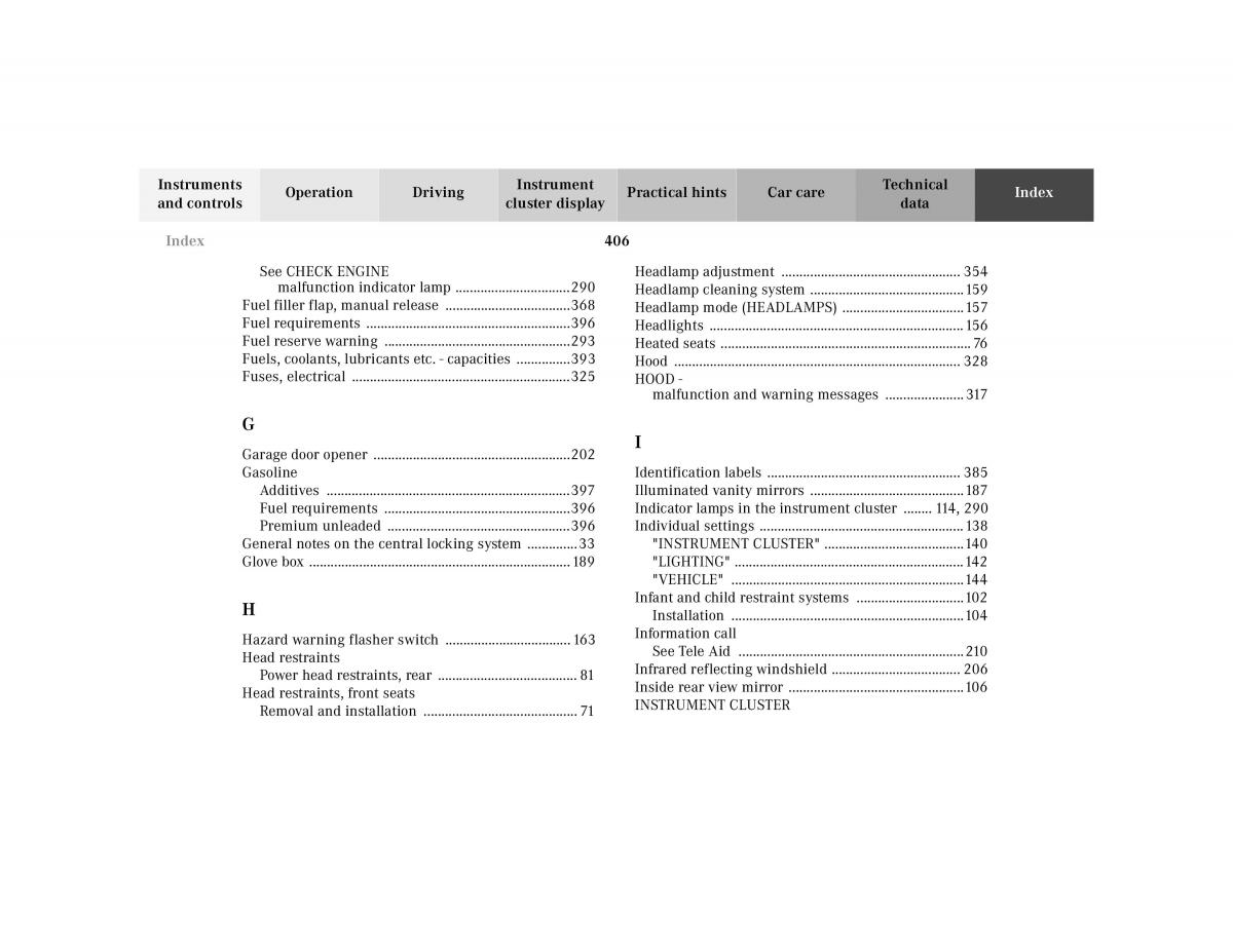 Mercedes Benz CL C215 2000 owners manual / page 412