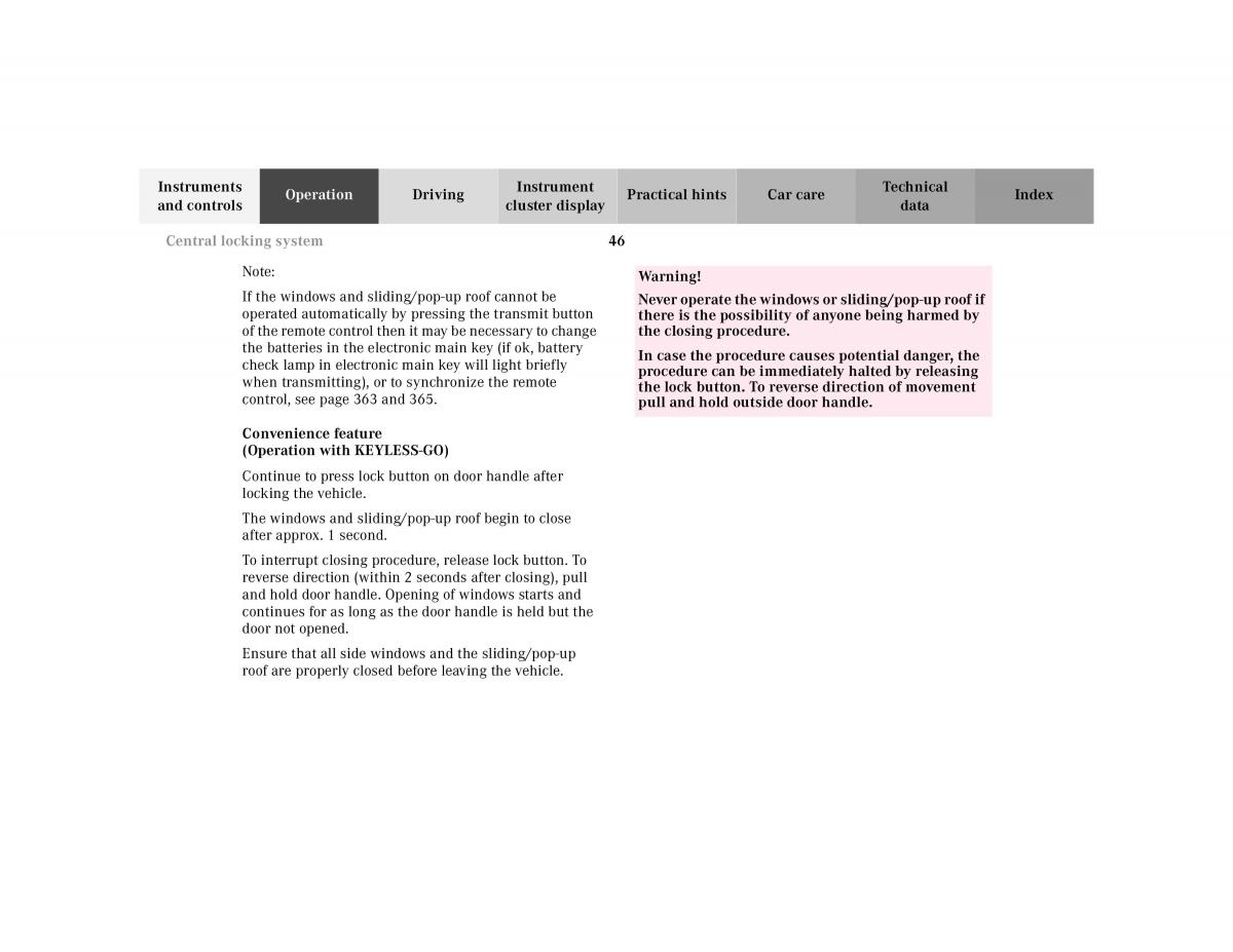 Mercedes Benz CL C215 2000 owners manual / page 49