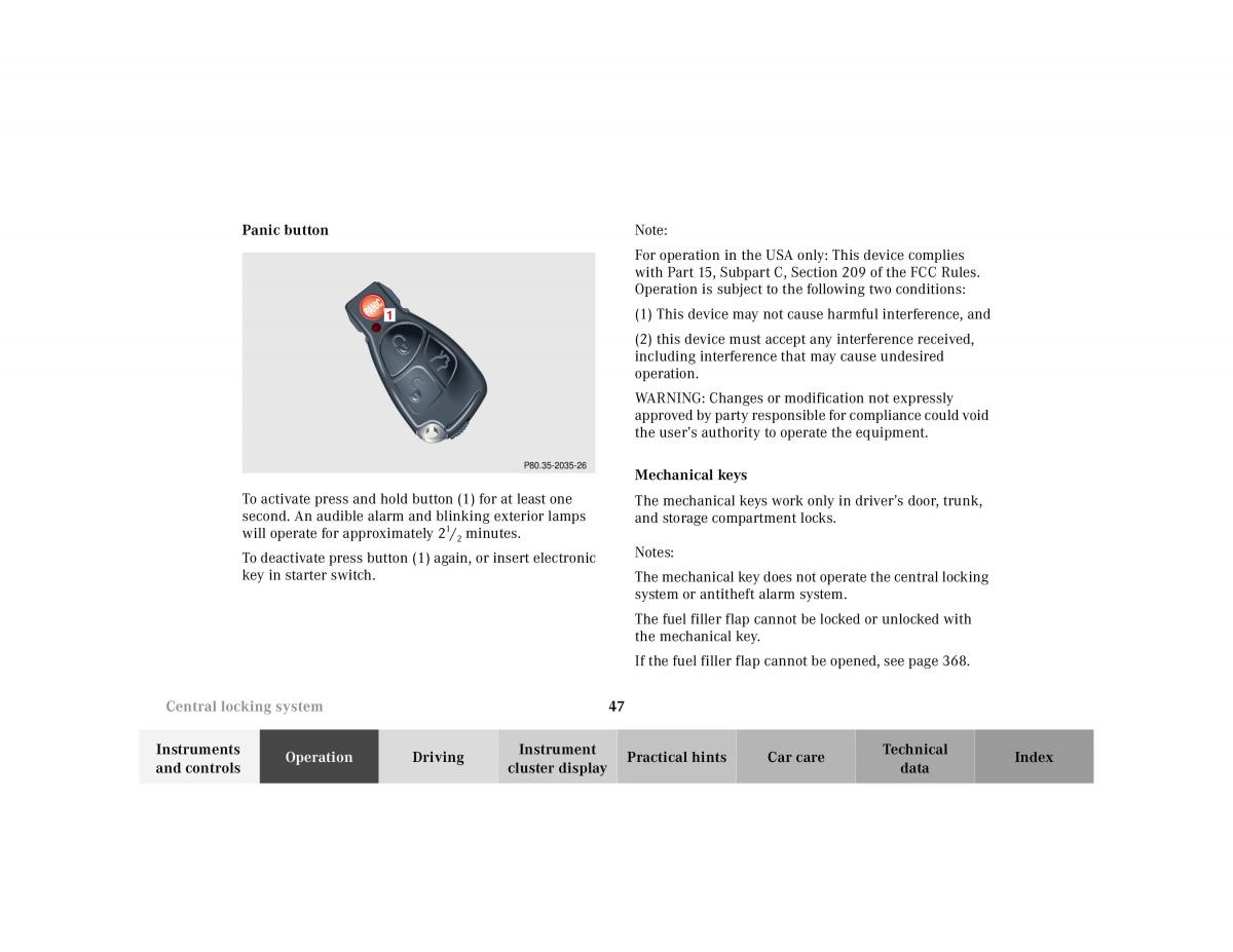 Mercedes Benz CL C215 2000 owners manual / page 50