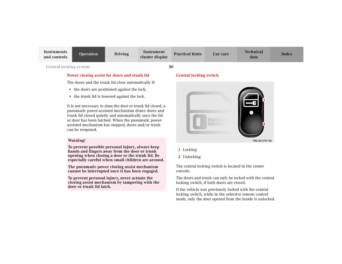 Mercedes Benz CL C215 2000 owners manual / page 53