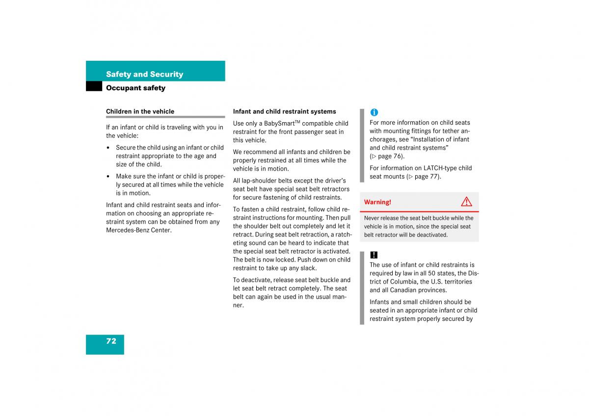 Mercedes Benz CL C215 2006 owners manual / page 73