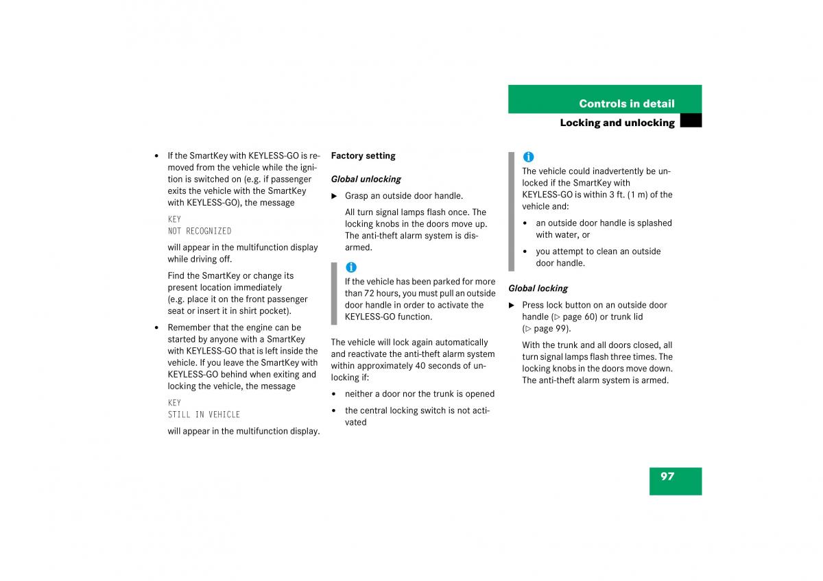 Mercedes Benz CL C215 2006 owners manual / page 98