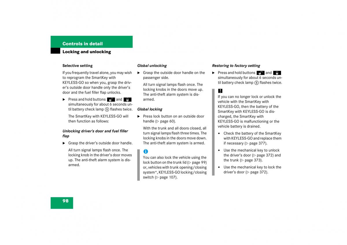 Mercedes Benz CL C215 2006 owners manual / page 99