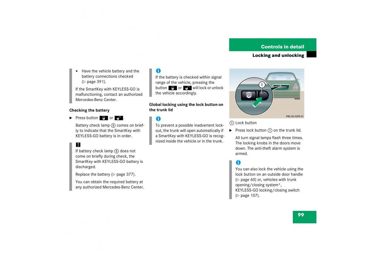 Mercedes Benz CL C215 2006 owners manual / page 100