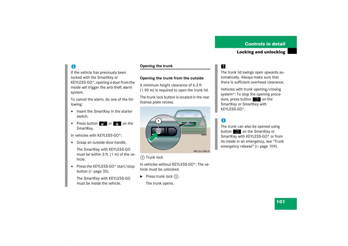 Mercedes Benz CL C215 2006 owners manual / page 102