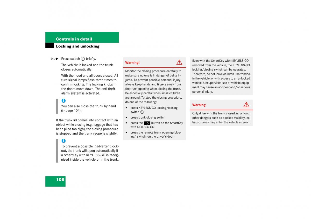 Mercedes Benz CL C215 2006 owners manual / page 109