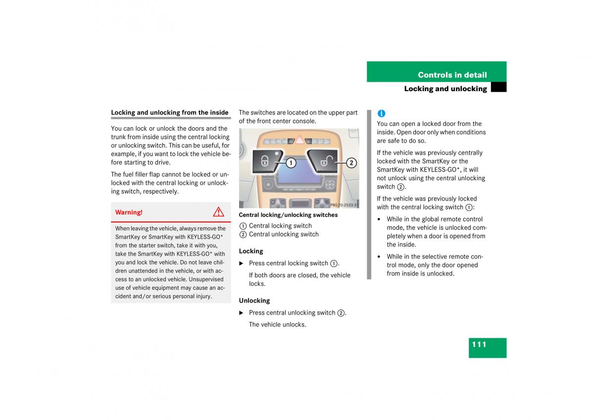 Mercedes Benz CL C215 2006 owners manual / page 112