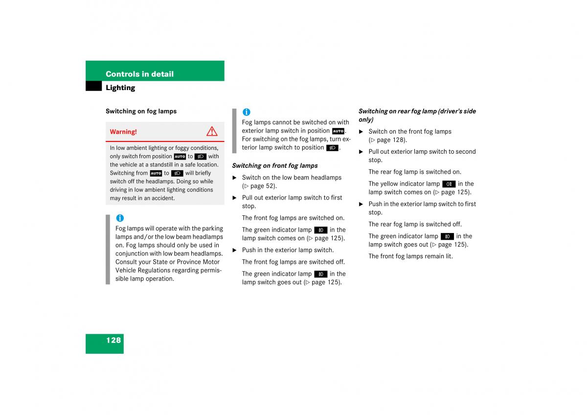 Mercedes Benz CL C215 2006 owners manual / page 129