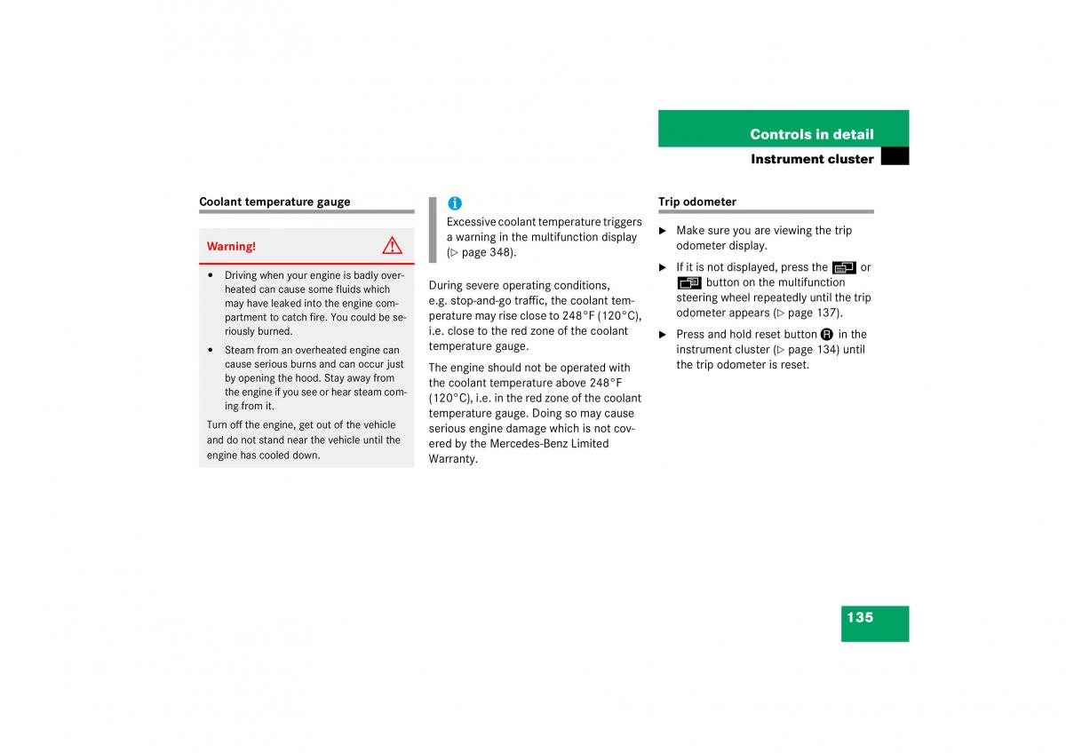 Mercedes Benz CL C215 2006 owners manual / page 136