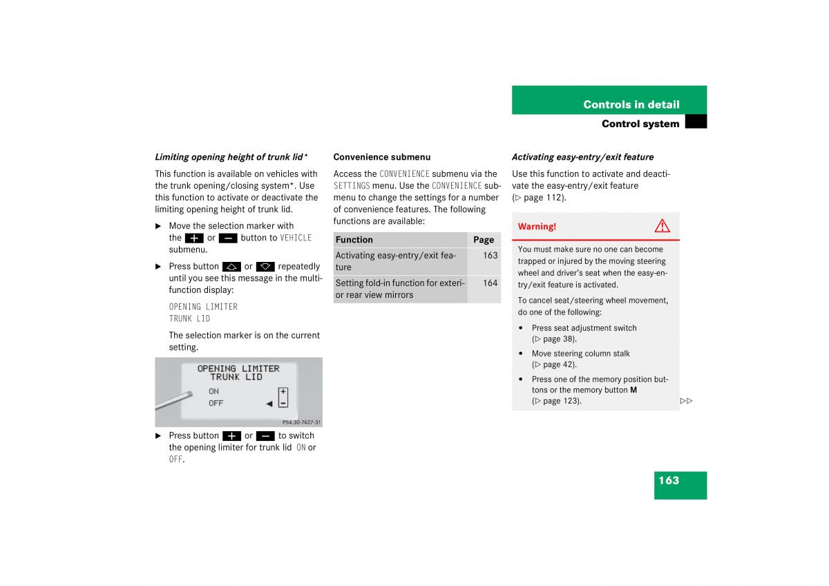 Mercedes Benz CL C215 2006 owners manual / page 164