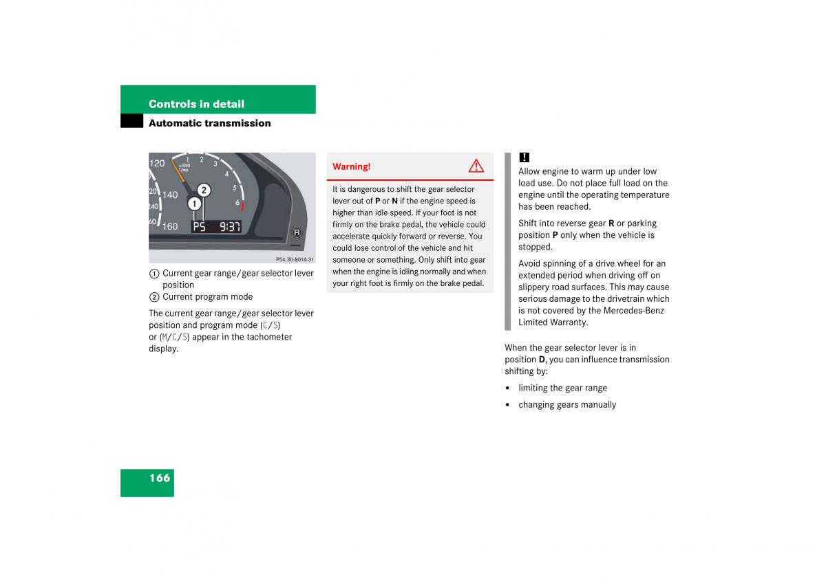 Mercedes Benz CL C215 2006 owners manual / page 167