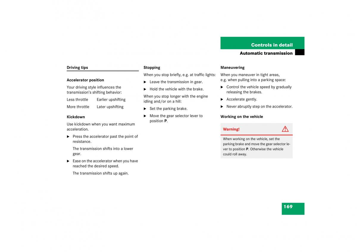 Mercedes Benz CL C215 2006 owners manual / page 170