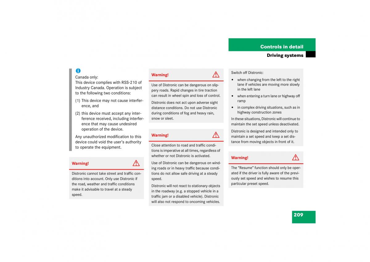 Mercedes Benz CL C215 2006 owners manual / page 210