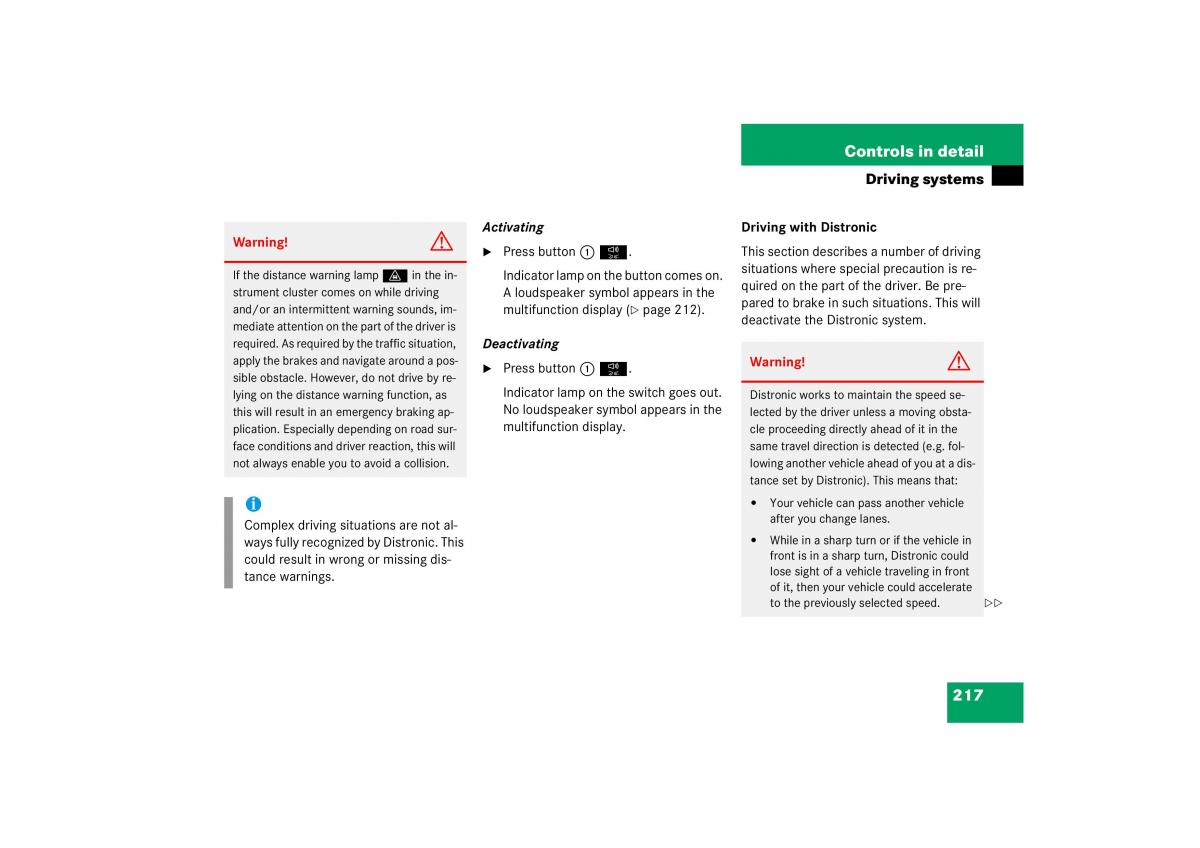 Mercedes Benz CL C215 2006 owners manual / page 218