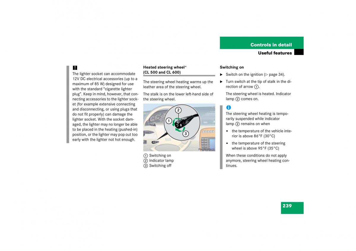 Mercedes Benz CL C215 2006 owners manual / page 240