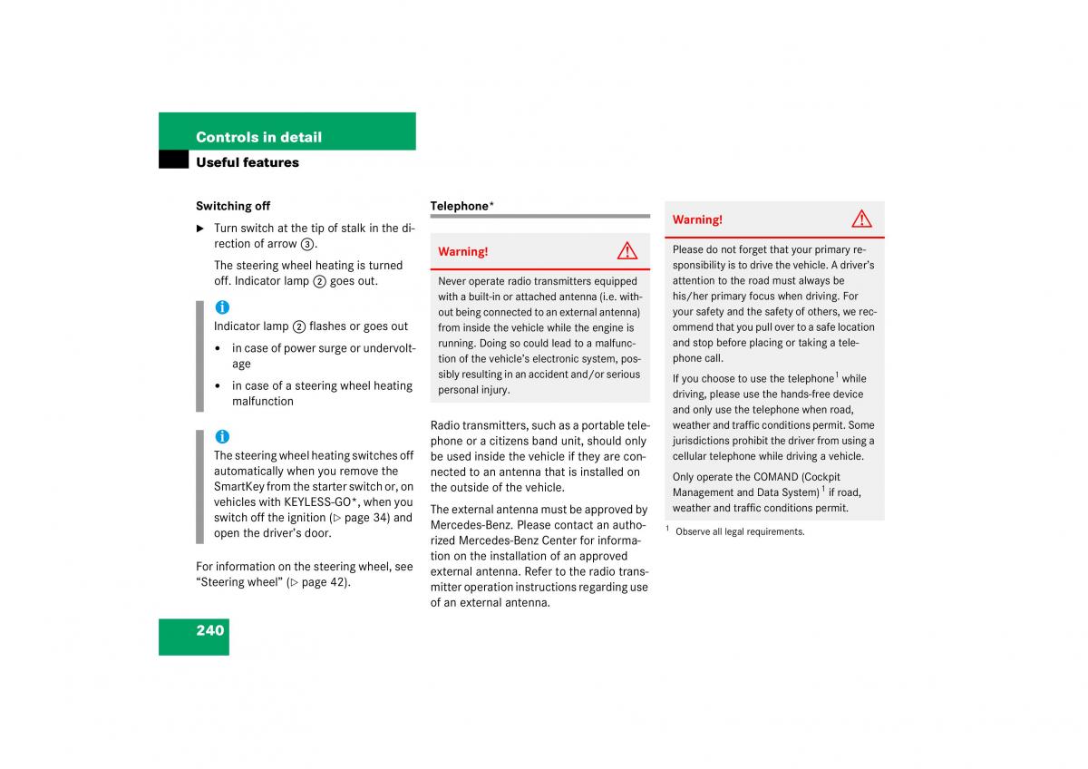 Mercedes Benz CL C215 2006 owners manual / page 241