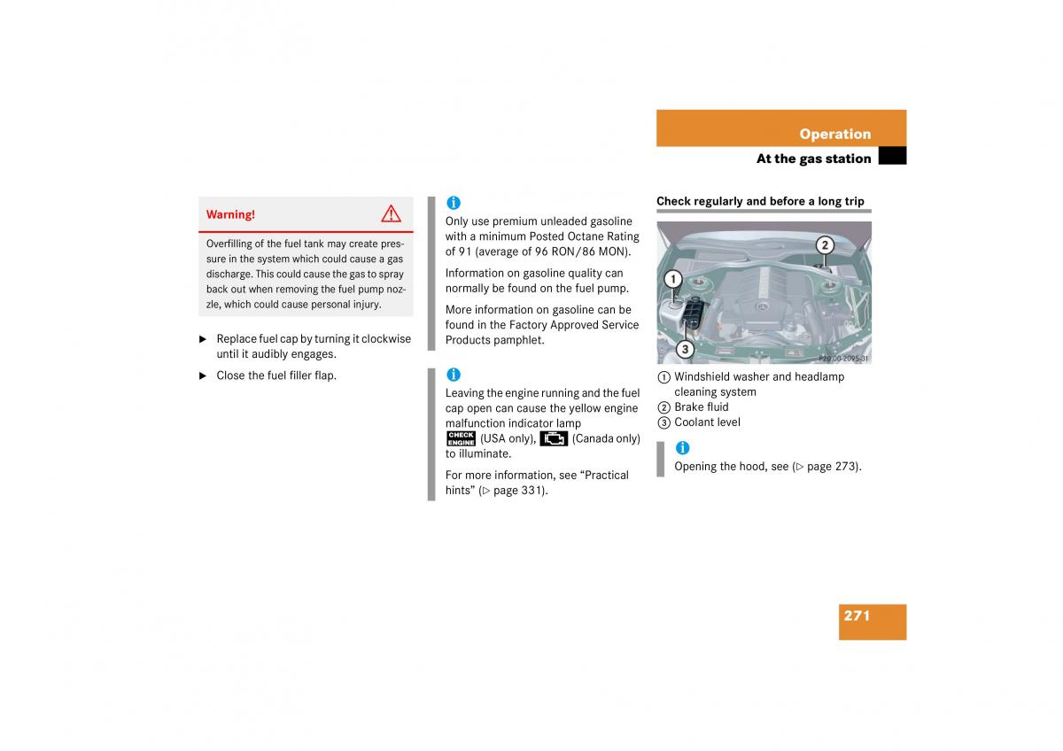 Mercedes Benz CL C215 2006 owners manual / page 272