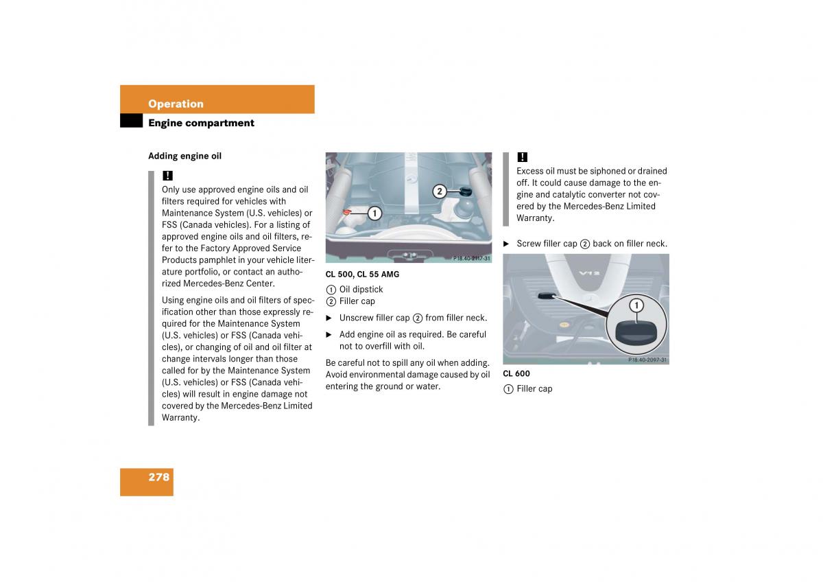 Mercedes Benz CL C215 2006 owners manual / page 279