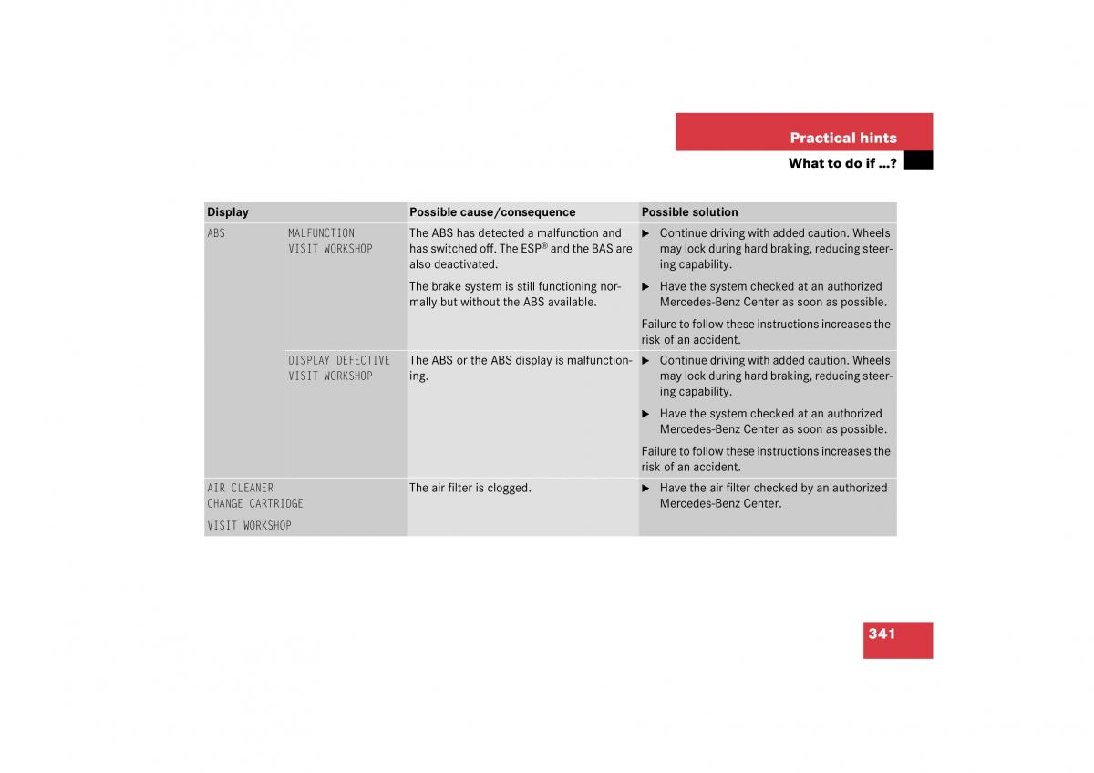 Mercedes Benz CL C215 2006 owners manual / page 342