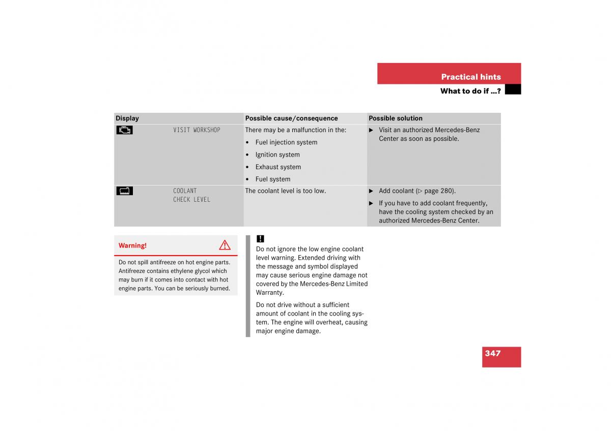 Mercedes Benz CL C215 2006 owners manual / page 348