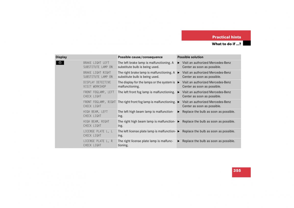 Mercedes Benz CL C215 2006 owners manual / page 356