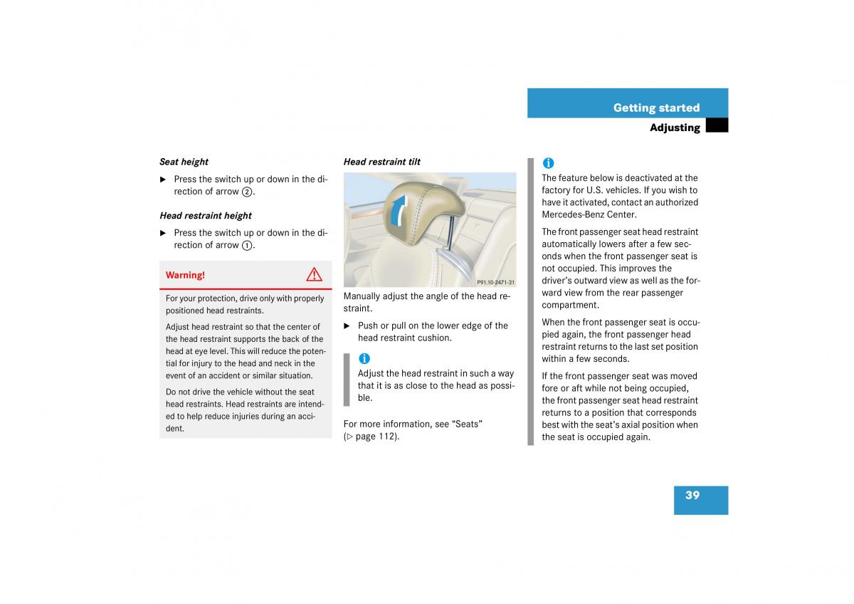 Mercedes Benz CL C215 2006 owners manual / page 40