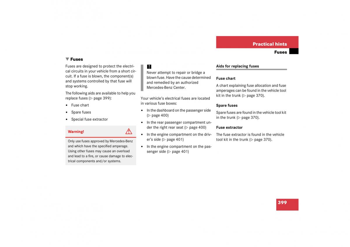 Mercedes Benz CL C215 2006 owners manual / page 400