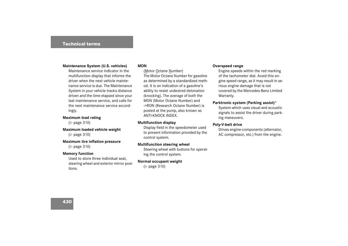 Mercedes Benz CL C215 2006 owners manual / page 431