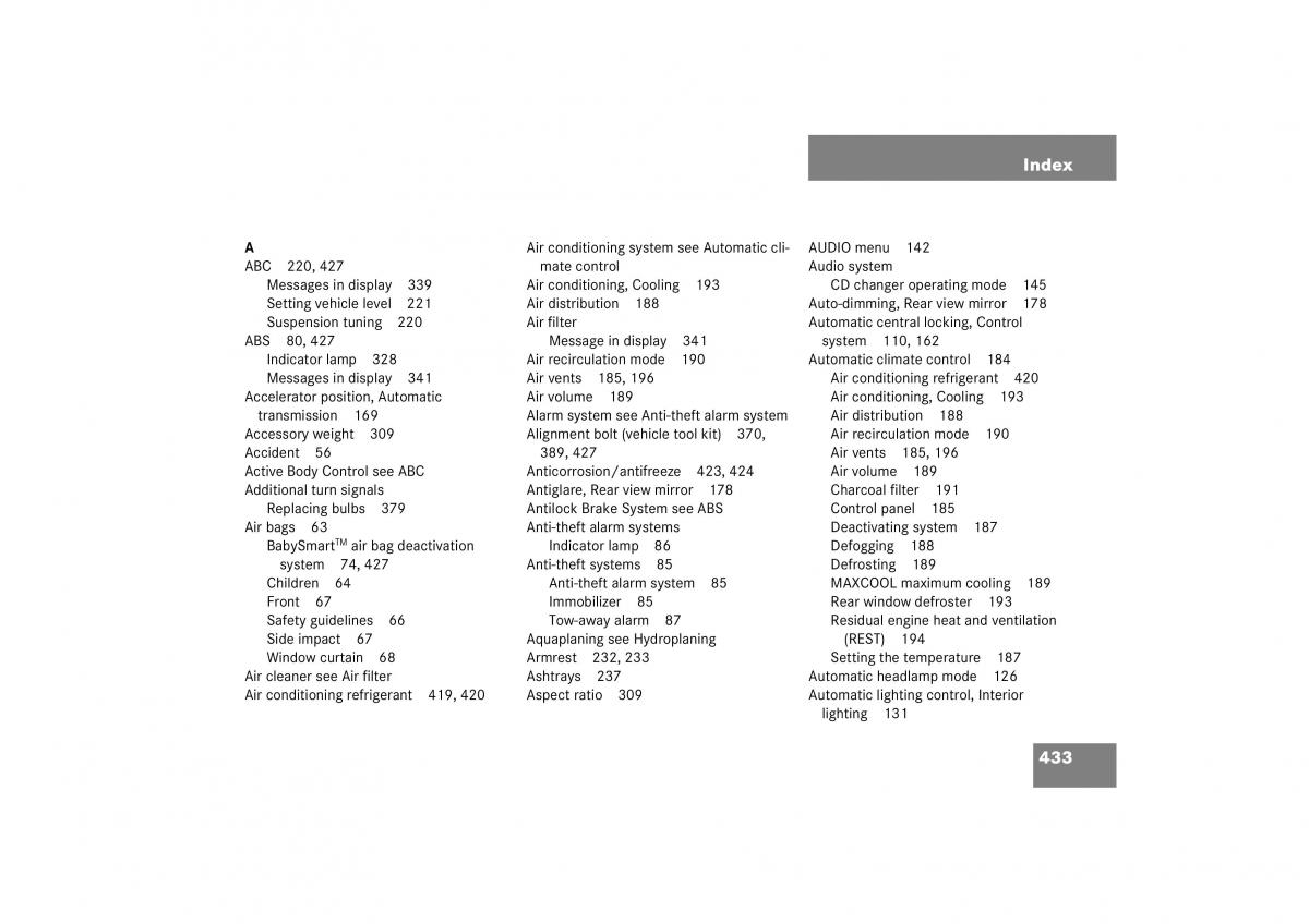 Mercedes Benz CL C215 2006 owners manual / page 434