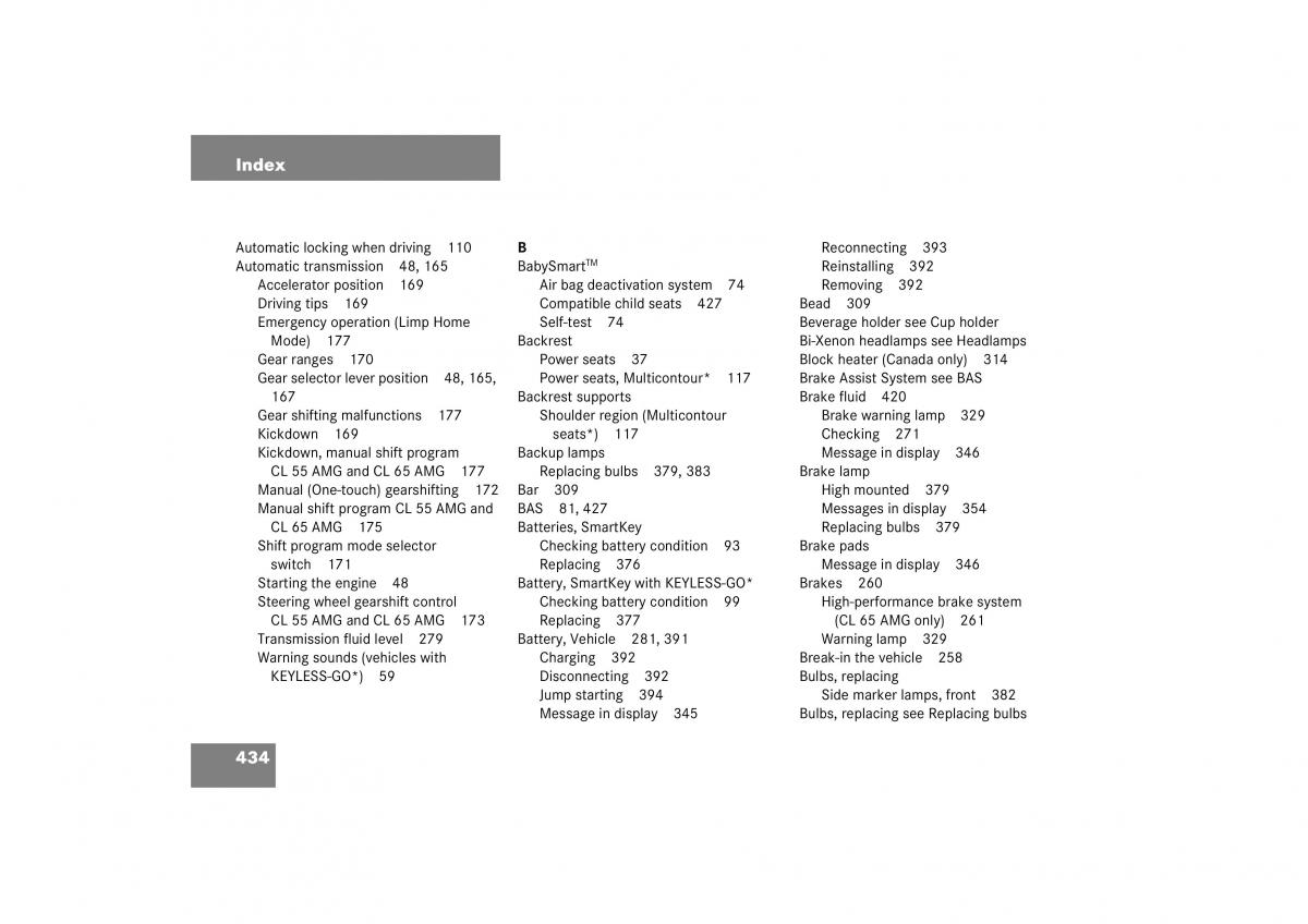 Mercedes Benz CL C215 2006 owners manual / page 435