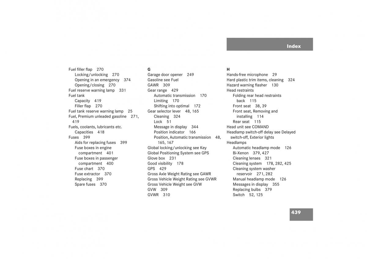 Mercedes Benz CL C215 2006 owners manual / page 440