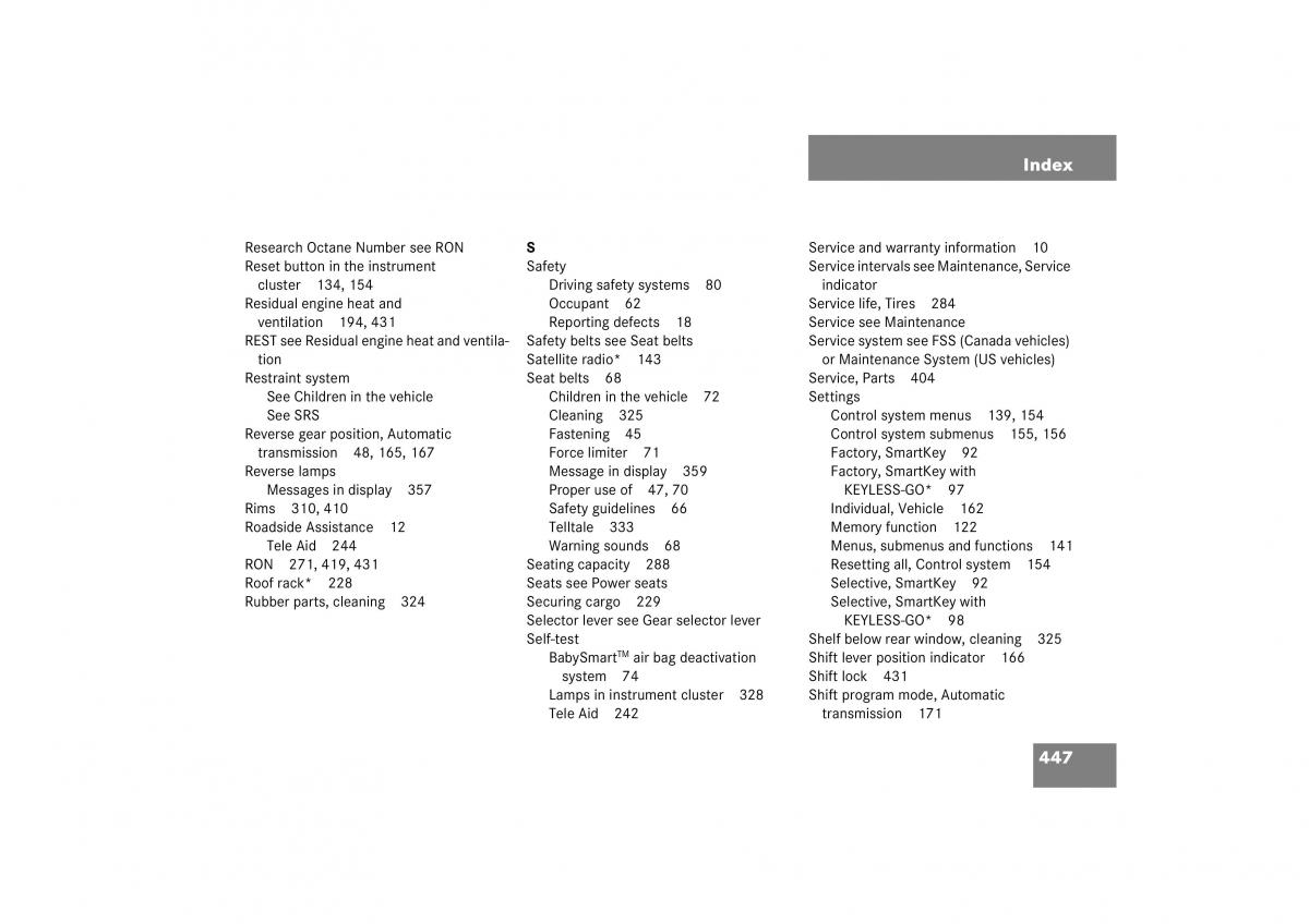 Mercedes Benz CL C215 2006 owners manual / page 448