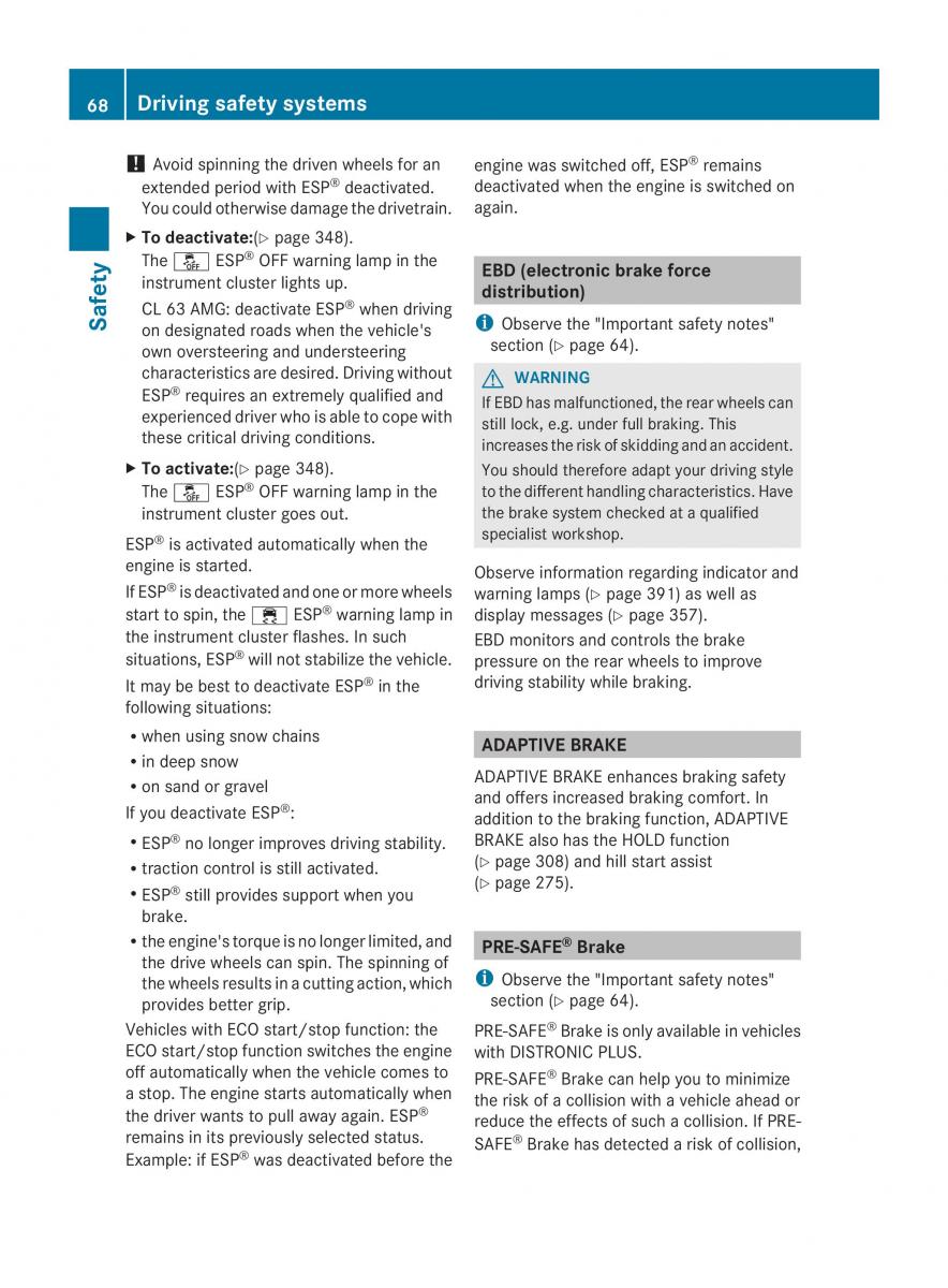 Mercedes Benz CL C216 2014 owners manual / page 70