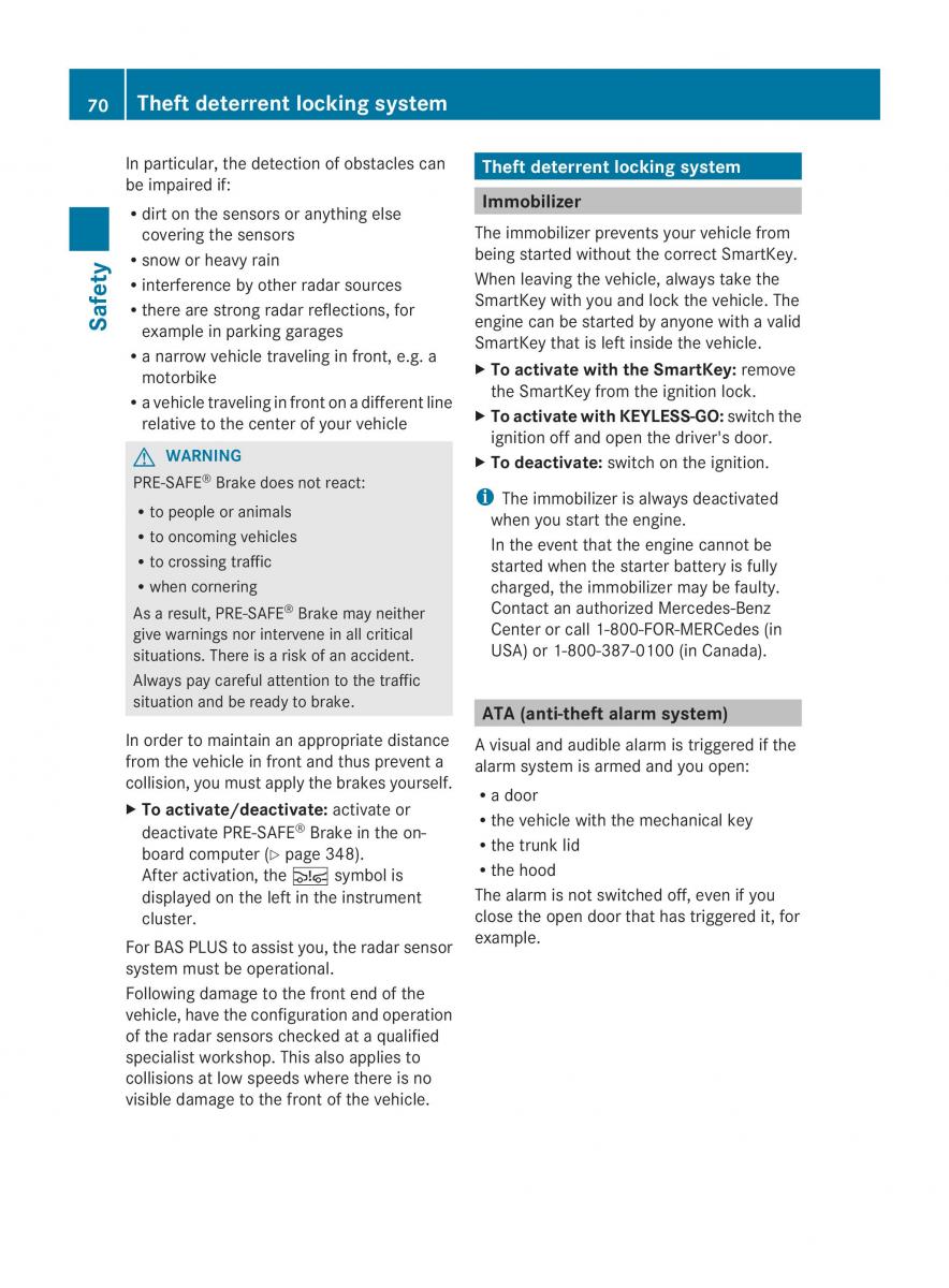 Mercedes Benz CL C216 2014 owners manual / page 72