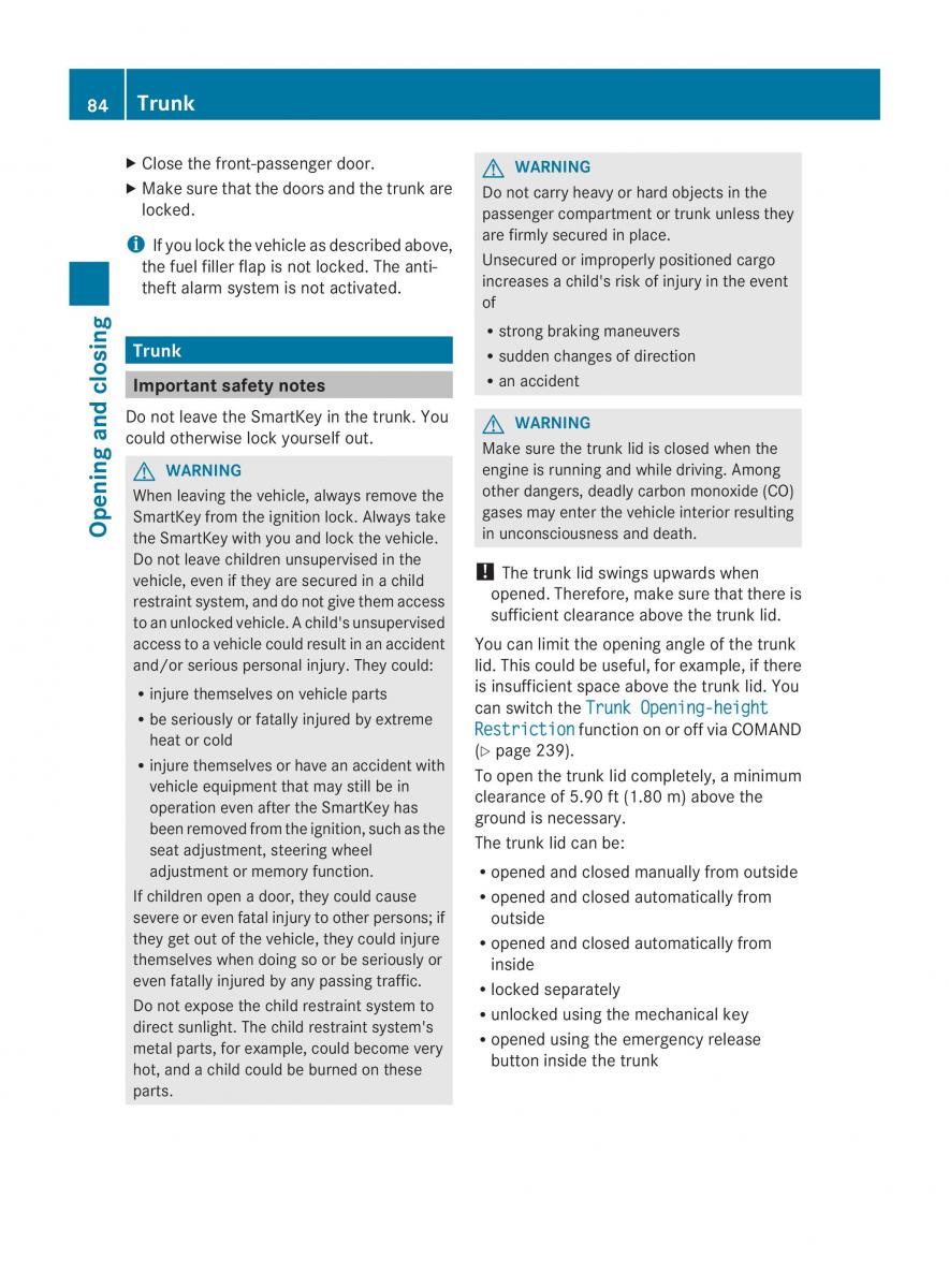 Mercedes Benz CL C216 2014 owners manual / page 86