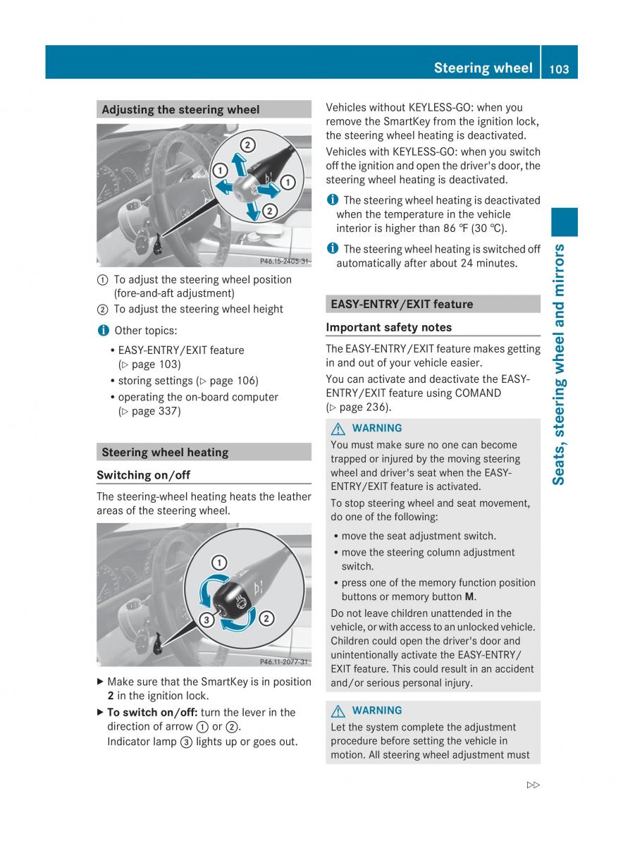 Mercedes Benz CL C216 2014 owners manual / page 105