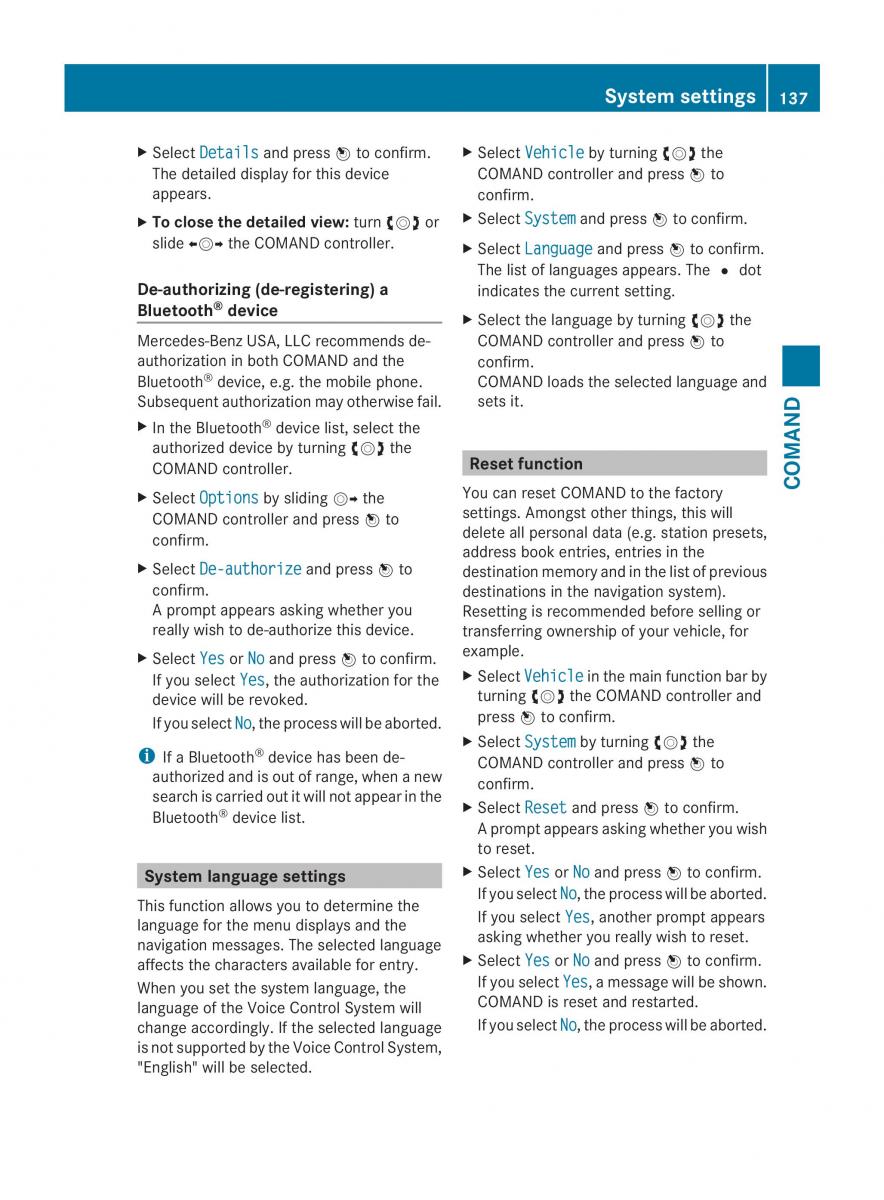 Mercedes Benz CL C216 2014 owners manual / page 139