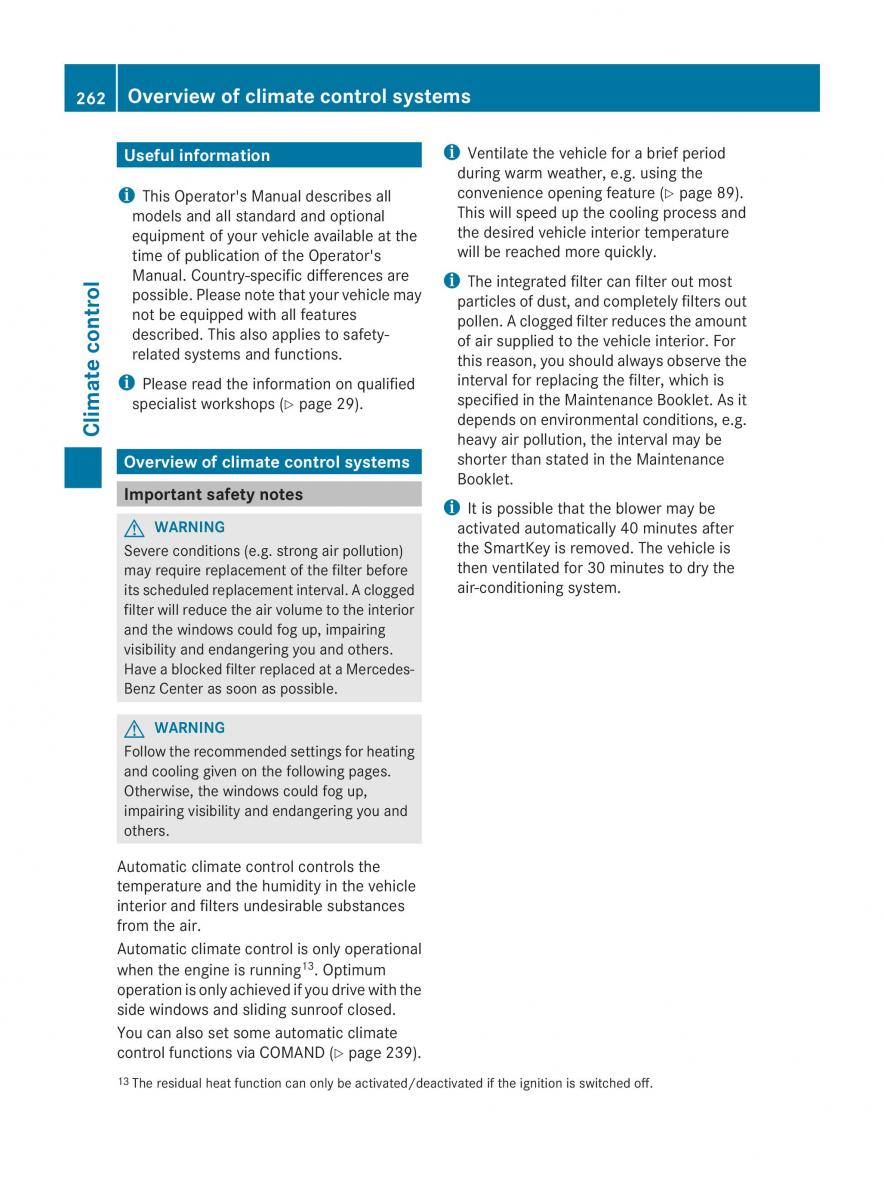 Mercedes Benz CL C216 2014 owners manual / page 264