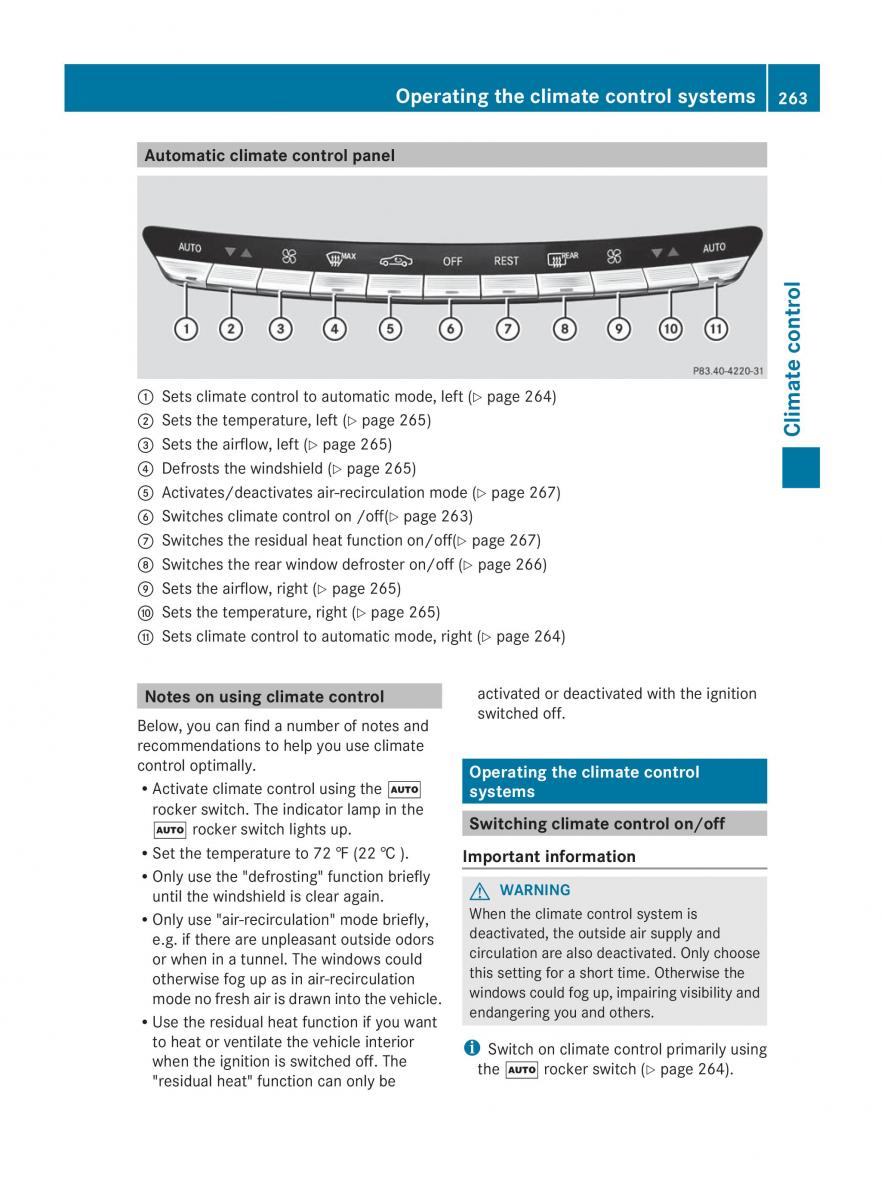 Mercedes Benz CL C216 2014 owners manual / page 265