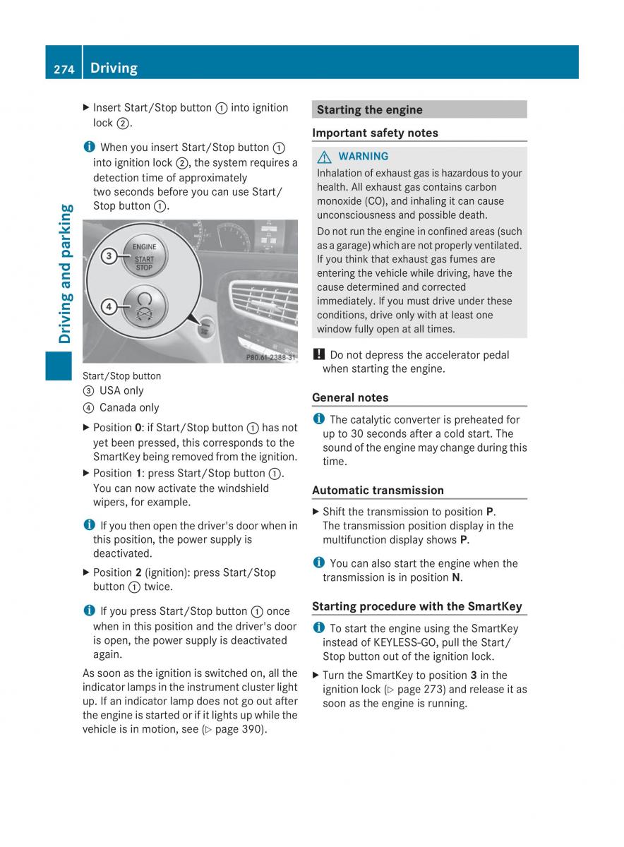 Mercedes Benz CL C216 2014 owners manual / page 276